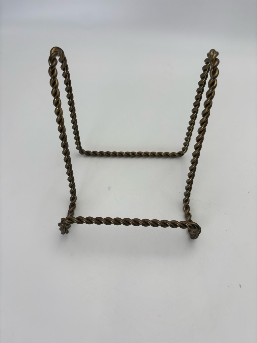 Vintage Sturdy Twisted Metal Display Stand - Brass Colored Finish